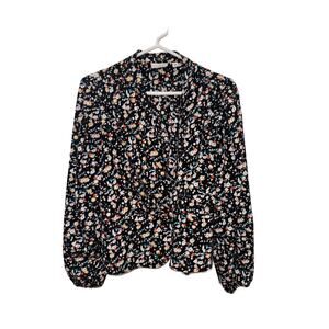 Eva Mendes Size Small long sleeve blouse multicolored top balloon sleeves